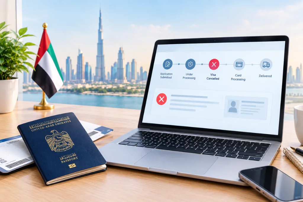 UAE visa cancellation status check online